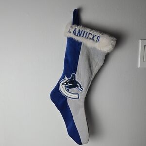 Blue and Gray Canucks Christmas Stocking